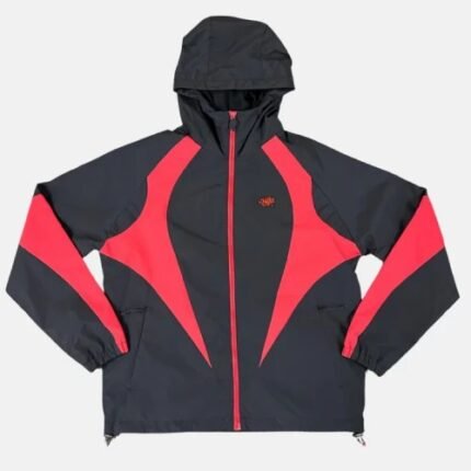 Black/Red Syna Logo Vortex Woven Zip-Up Hooded Jacket